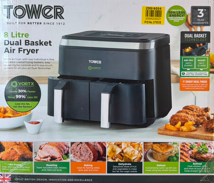 سرخ کن بدون روغن tower هشت لیتری دو سبد