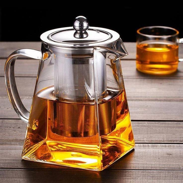 قوری پیرکس کف مربعی وارداتی مناسب برای شعله مستقیم