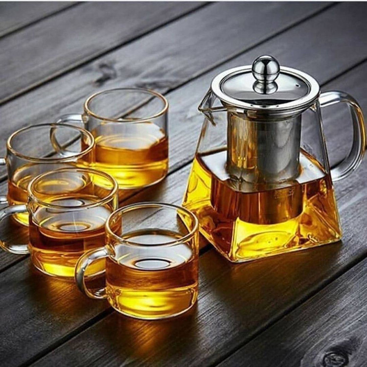 قوری پیرکس کف مربعی وارداتی مناسب برای شعله مستقیم