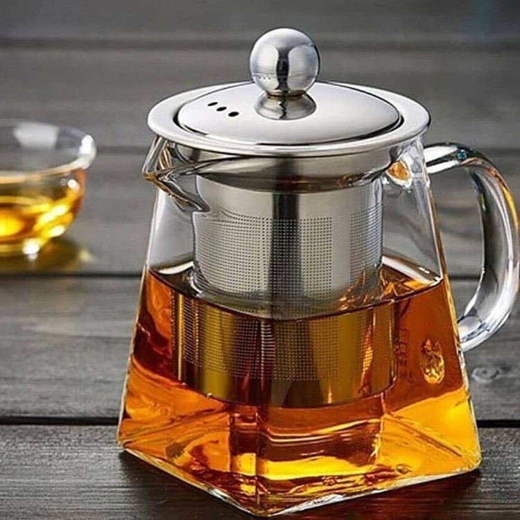 قوری پیرکس کف مربعی وارداتی مناسب برای شعله مستقیم